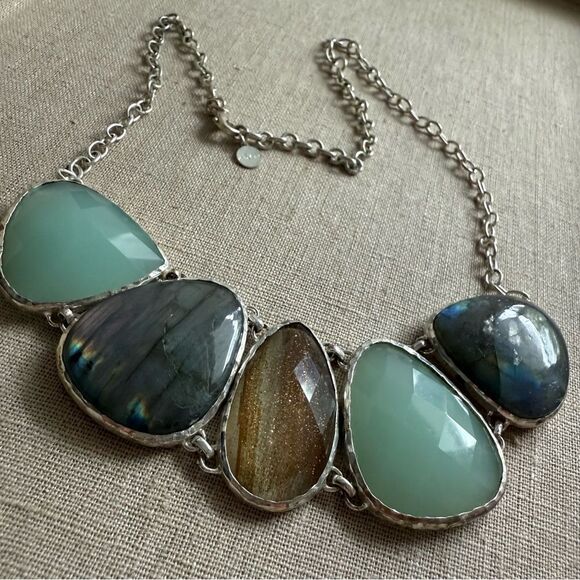 Stella &โDot Statement Necklace Semi-Precious Stones Bold Gem Design - Picture 9 of 17